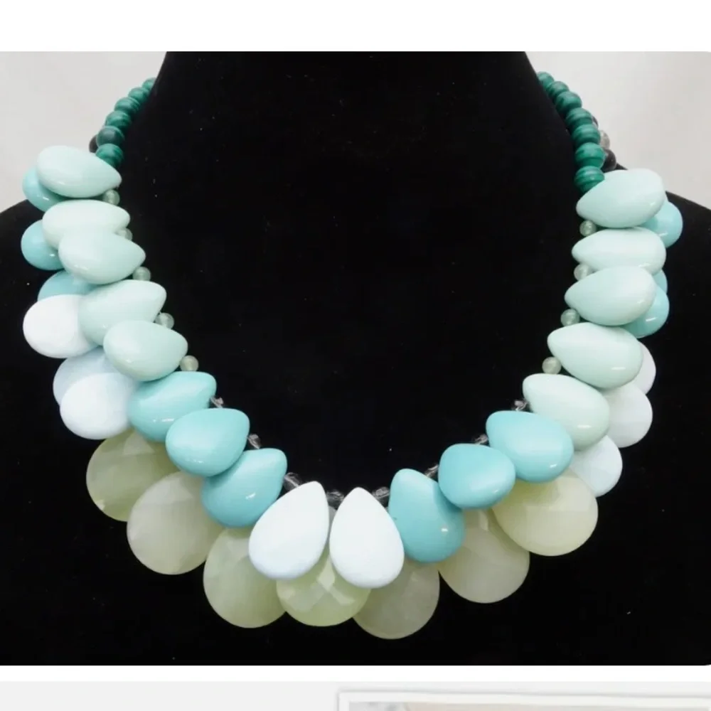 Stella & Dot Retired🧜🏼‍♀️Delilah Sea Greens+Turquoise Blue Statement Nec… - Picture 9 of 12